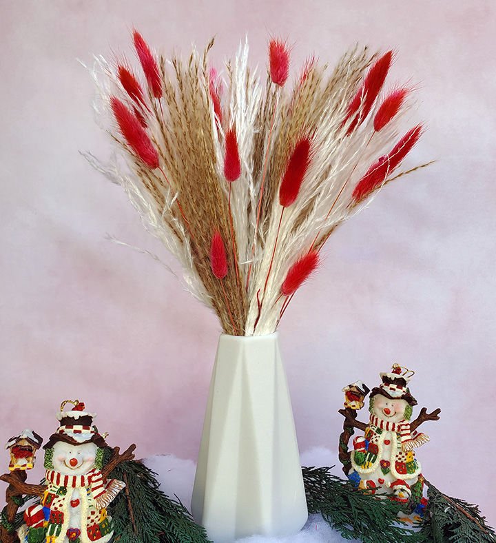 Candy Cane Pampas Bouquet - BLOOMINGFUL.COM - wedding, event, decor, gift, bouquet, arrangement, bridal, garland, fresh dried preserved artificial silk, birthday housewarming foliage