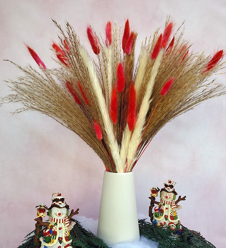 Candy Cane Pampas Bouquet - BLOOMINGFUL.COM - wedding, event, decor, gift, bouquet, arrangement, bridal, garland, fresh dried preserved artificial silk, birthday housewarming foliage