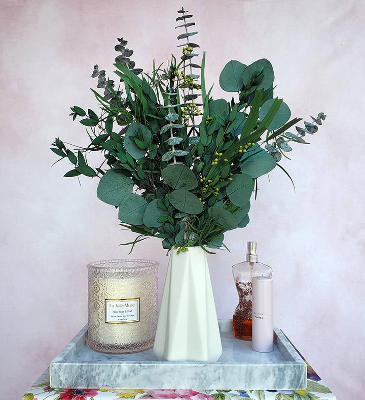 Green Oasis Eucalyptus Bouquet - BLOOMINGFUL.COM - wedding, event, decor, gift, bouquet, arrangement, bridal, garland, fresh dried preserved artificial silk, birthday housewarming foliage