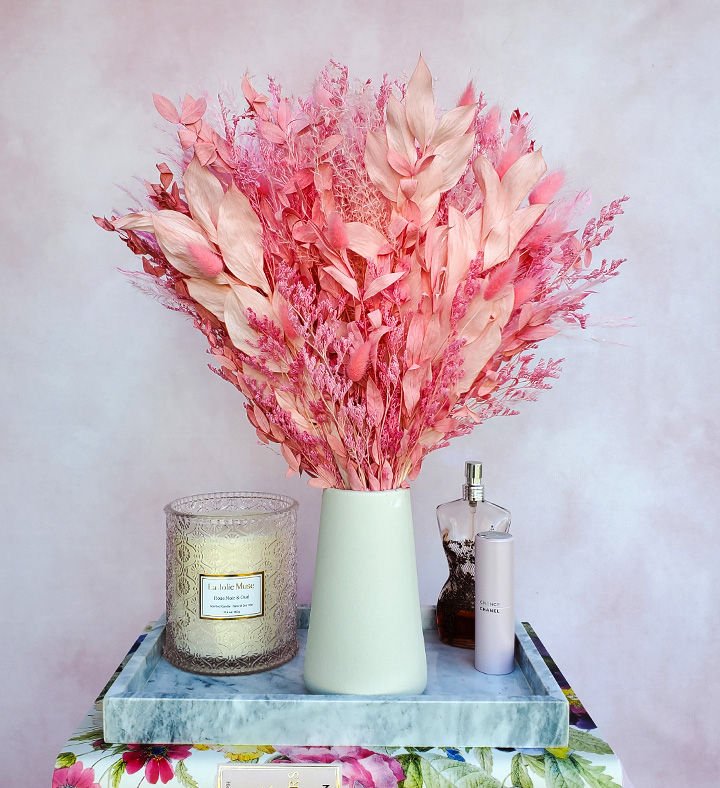 Pink Princess Bouquet with Vase - BLOOMINGFUL.COM - wedding, event, decor, gift, bouquet, arrangement, bridal, garland, fresh dried preserved artificial silk, birthday housewarming foliage