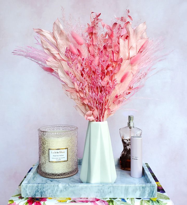 Pink Princess Bouquet with Vase - BLOOMINGFUL.COM - wedding, event, decor, gift, bouquet, arrangement, bridal, garland, fresh dried preserved artificial silk, birthday housewarming foliage