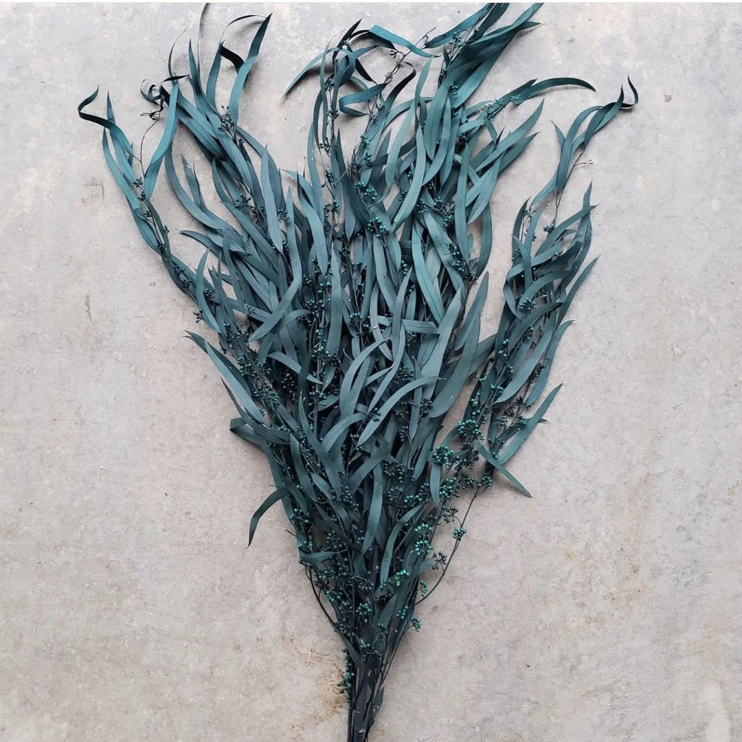 Preserved Seeded Weeping Willow Eucalyptus Bunches - Peacock Blue - BLOOMINGFUL.COM - wedding, event, decor, gift, bouquet, arrangement, bridal, garland, fresh dried preserved artificial silk, birthday housewarming foliage