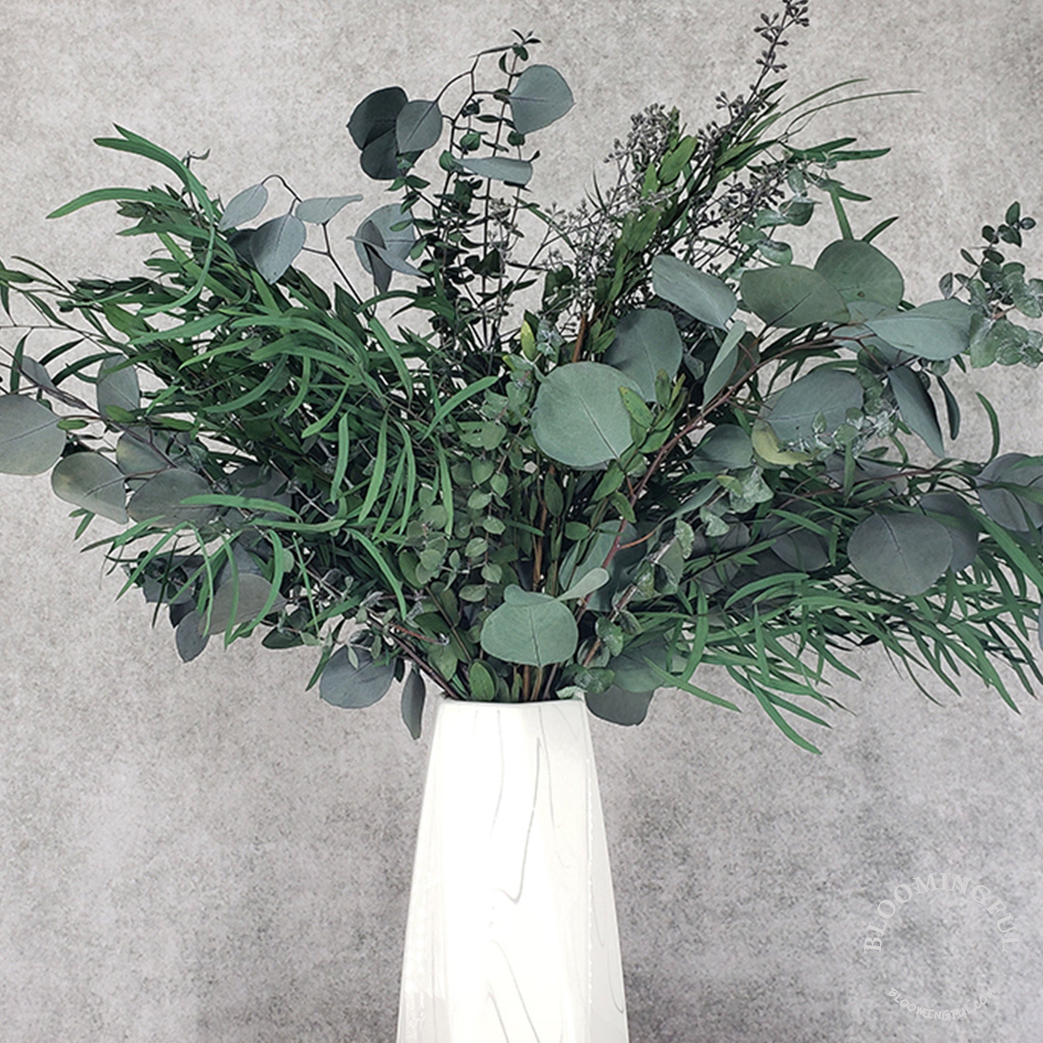 Signature Preserved Eucalyptus Bouquet (Add Color) - BLOOMINGFUL.COM - wedding, event, decor, gift, bouquet, arrangement, bridal, garland, fresh dried preserved artificial silk, birthday housewarming foliage