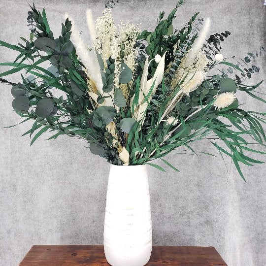 Signature Preserved Eucalyptus Bouquet - Soft Whites & Ivory - BLOOMINGFUL - wedding, event, decor, gift, bouquet, arrangement, bridal, garland, fresh dried preserved artificial silk, birthday housewarming foliage