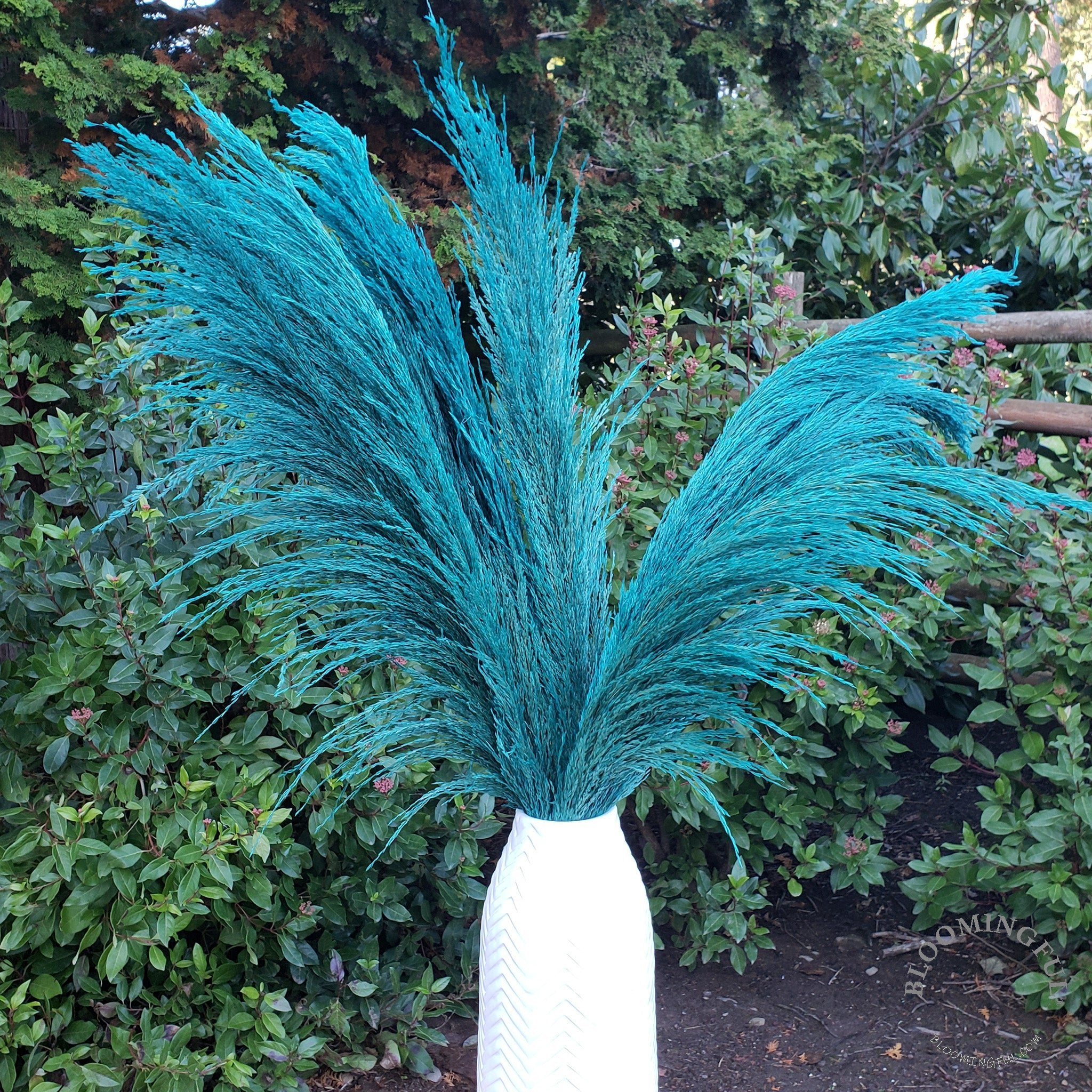 Silky Large Pampas (3-4ft) - Peacock Blue - BLOOMINGFUL - wedding, event, decor, gift, bouquet, arrangement, bridal, garland, fresh dried preserved artificial silk, birthday housewarming foliage