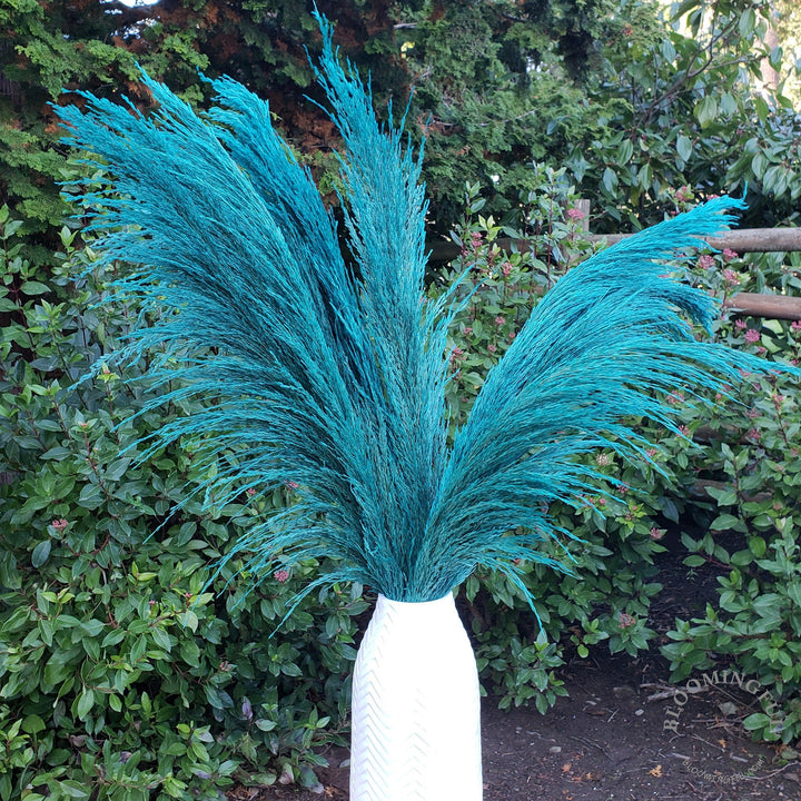 Silky Large Pampas (3-4ft) - Peacock Blue - BLOOMINGFUL - wedding, event, decor, gift, bouquet, arrangement, bridal, garland, fresh dried preserved artificial silk, birthday housewarming foliage