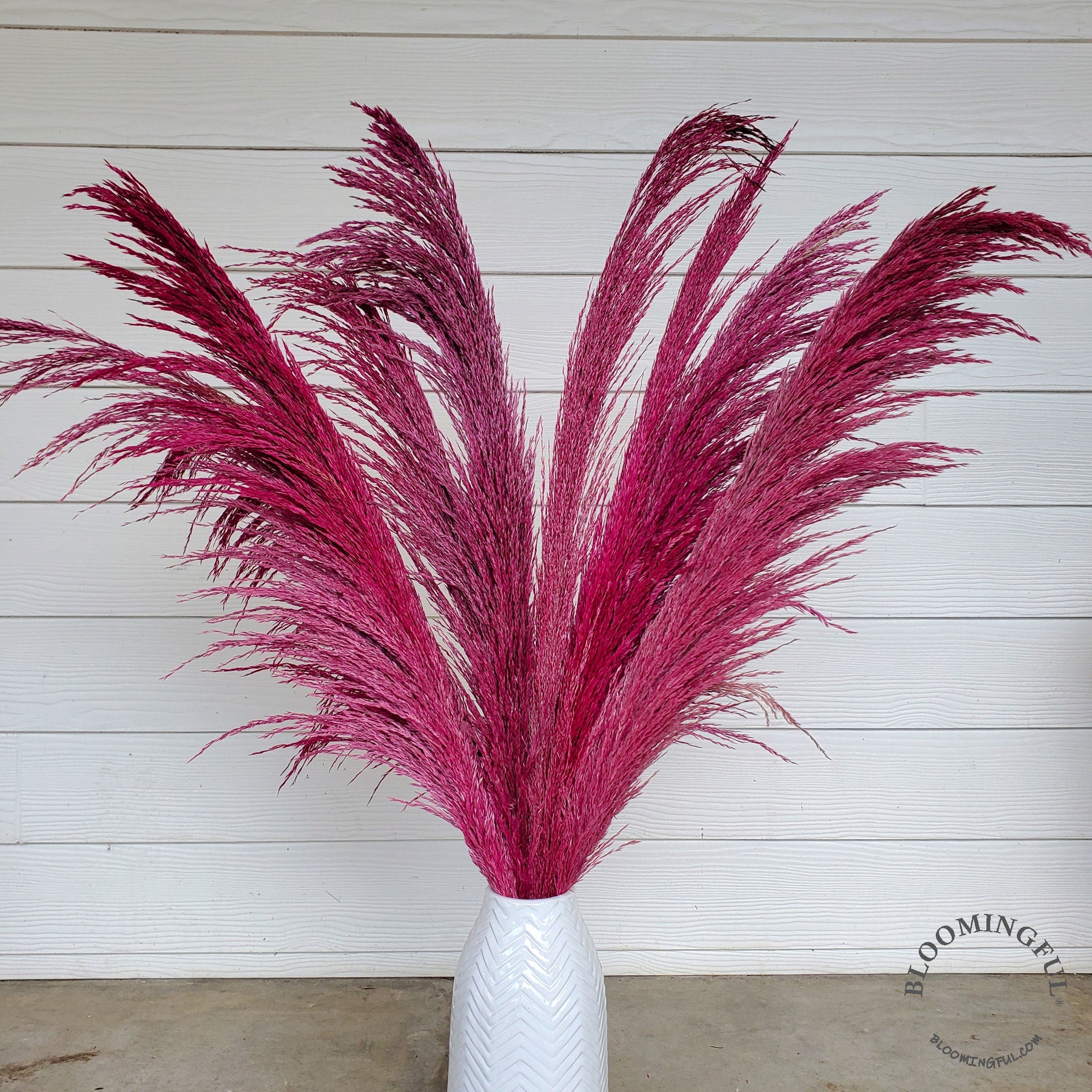 Silky Large Pampas (3-4ft) - Pink Magenta (007) - BLOOMINGFUL.COM - wedding, event, decor, gift, bouquet, arrangement, bridal, garland, fresh dried preserved artificial silk, birthday housewarming foliage