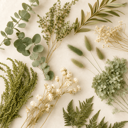 Greens dried and preserved florals