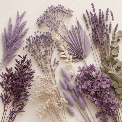 Purples dried and preserved florals
