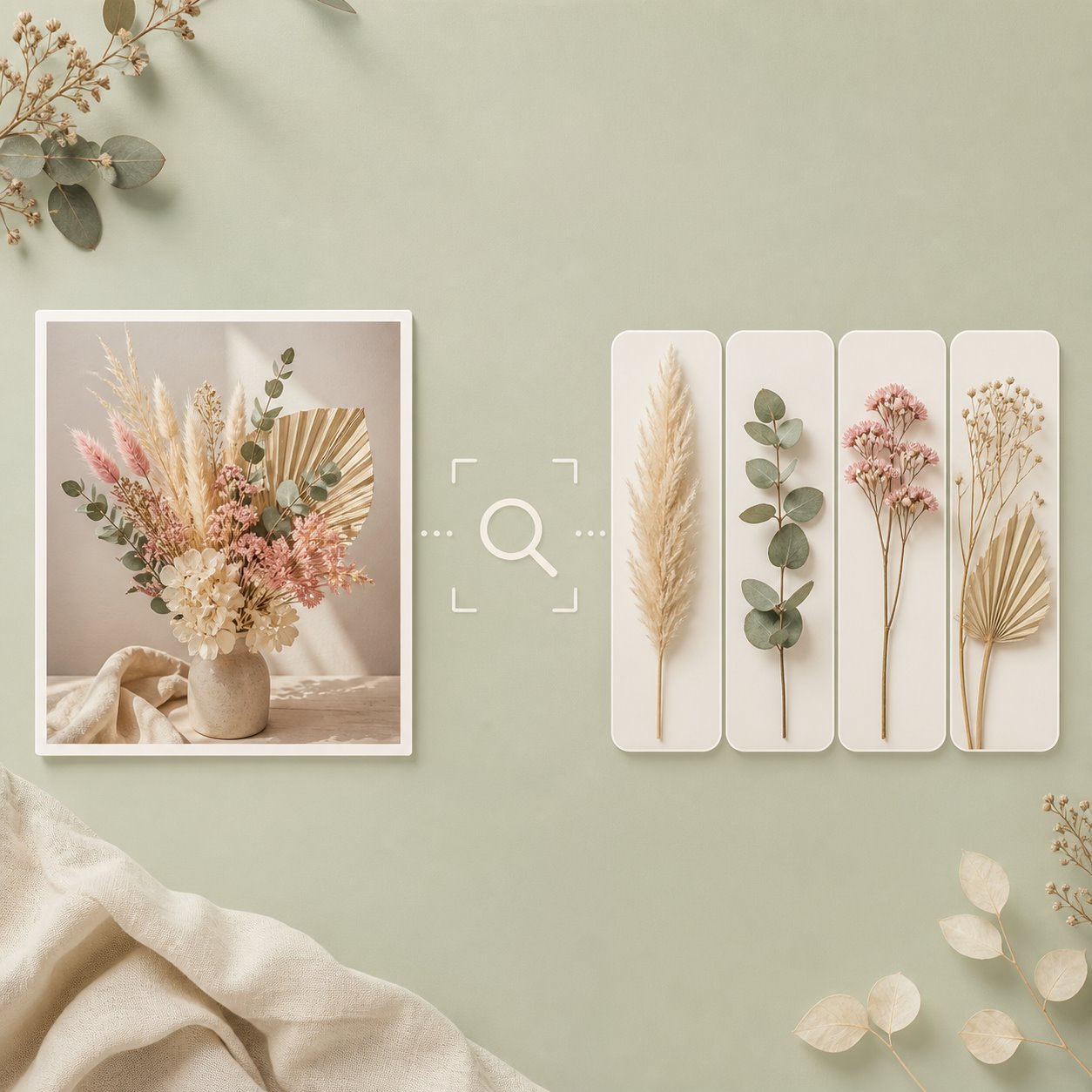 Inspiration photo matched to dried floral stems in Bloomingful Inspo Finder